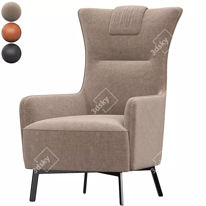 Luxury Leather Accent Lounger 3D model image 2