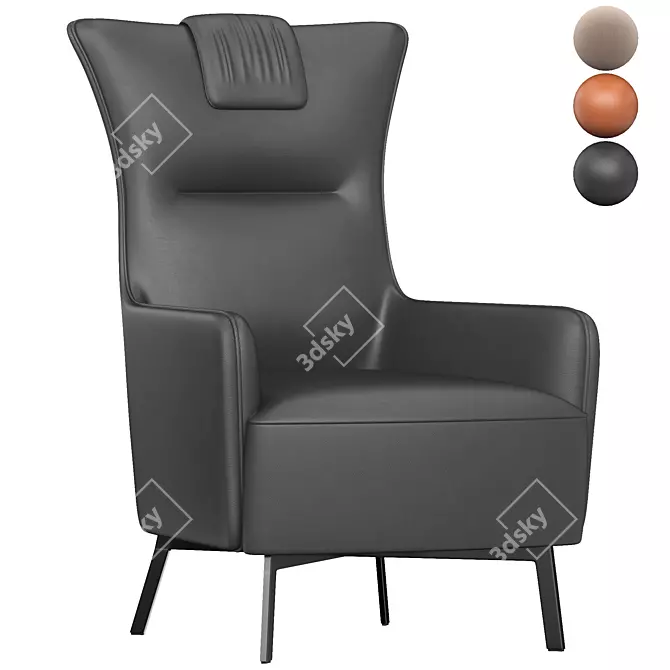 Luxury Leather Accent Lounger 3D model image 3