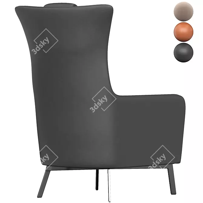 Luxury Leather Accent Lounger 3D model image 5
