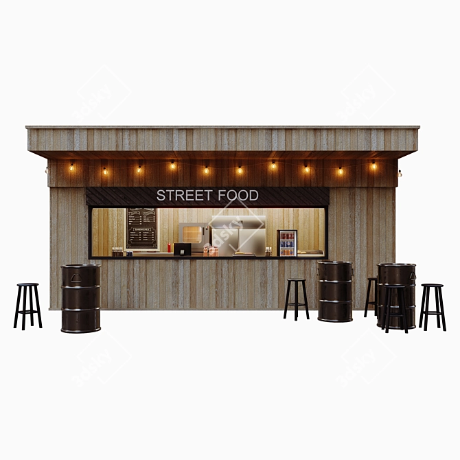 Urban Eats: Compact Street Food Kiosk 3D model image 1