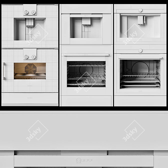 Ultimate Double Oven & Coffee Collection: Gaggenau, AEG, and Neff 3D model image 5
