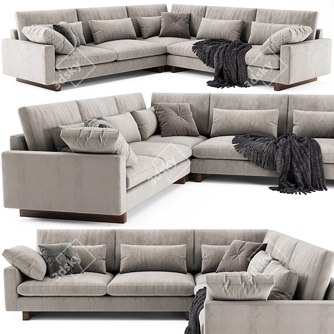 Modern West Elm Harmony L-Shaped Sofa 3D model image 1