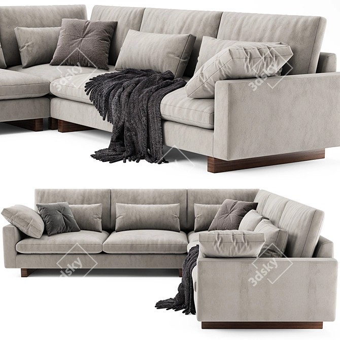 Modern West Elm Harmony L-Shaped Sofa 3D model image 2