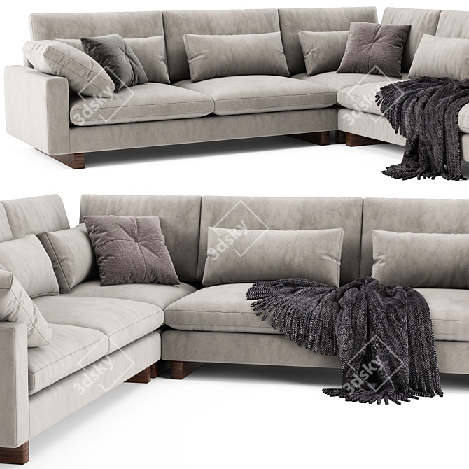 Modern West Elm Harmony L-Shaped Sofa 3D model image 3