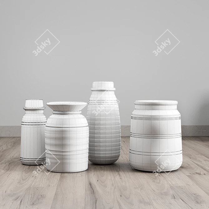 Traditional Indian Wood Vase 3D model image 4