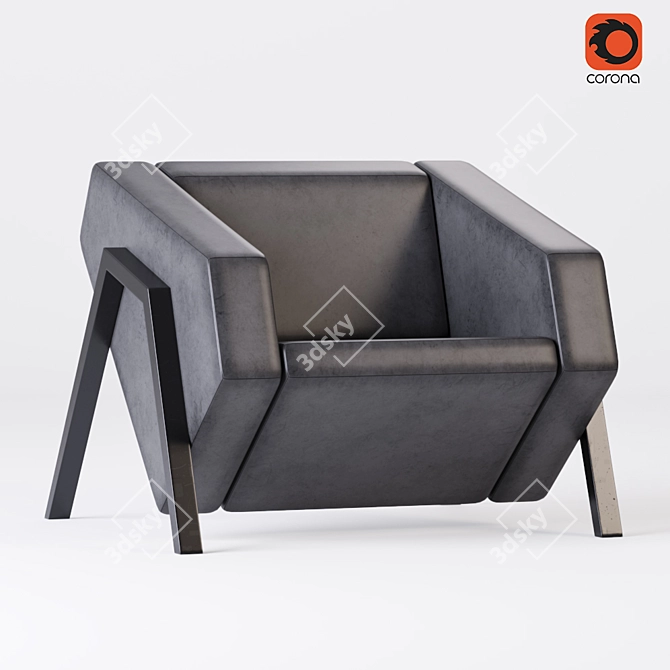 Sleek Minimalist Armchair 3D model image 1