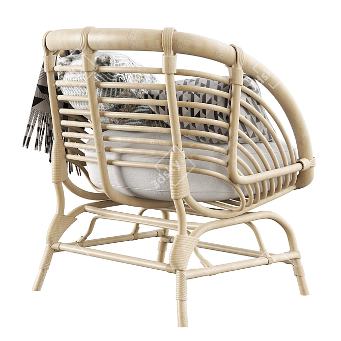 Stylish IKEA BUSKBO Rattan Armchair 3D model image 4