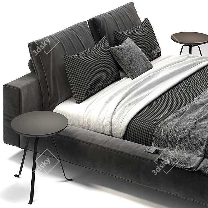 Bonaldo Matrimonial Bed: Sleek and Spacious 3D model image 3