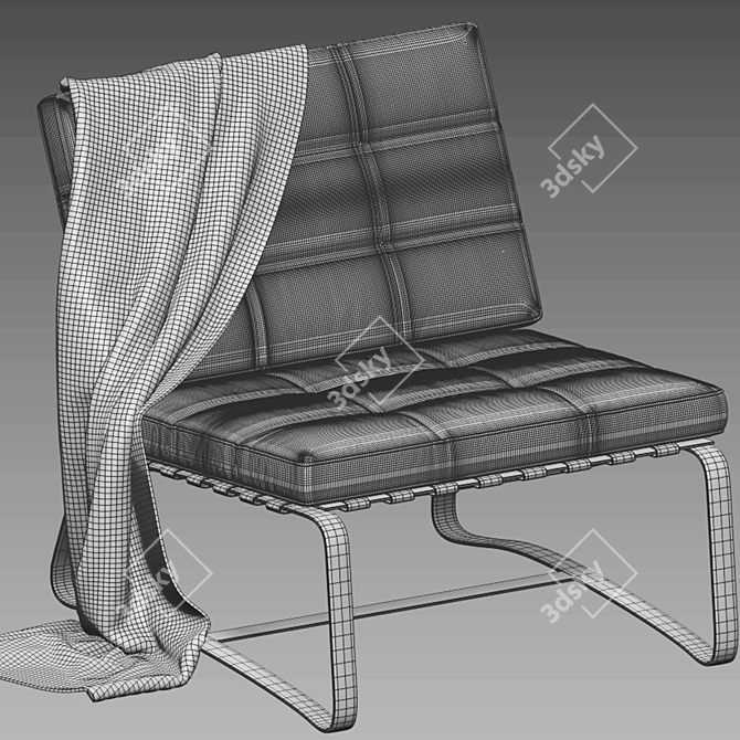 Deluxe Quilted Armchair 3D model image 3