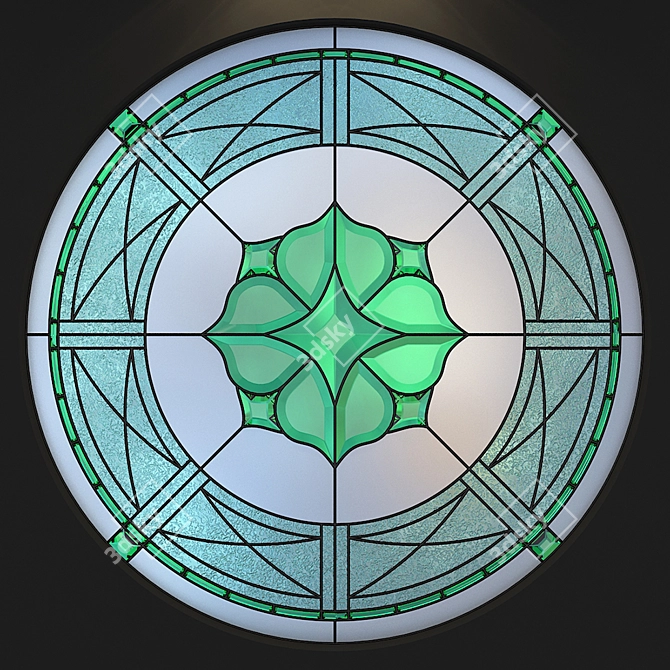 Circular Stained Glass Panel 3D model image 2