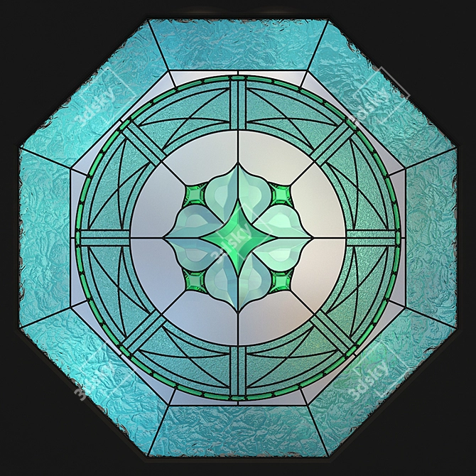 Elegant Hexagon Stained Glass 3D model image 2