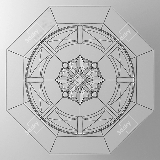 Elegant Hexagon Stained Glass 3D model image 3