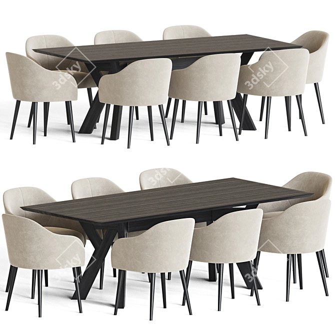 Elegant 5-Piece Dining Set 3D model image 2