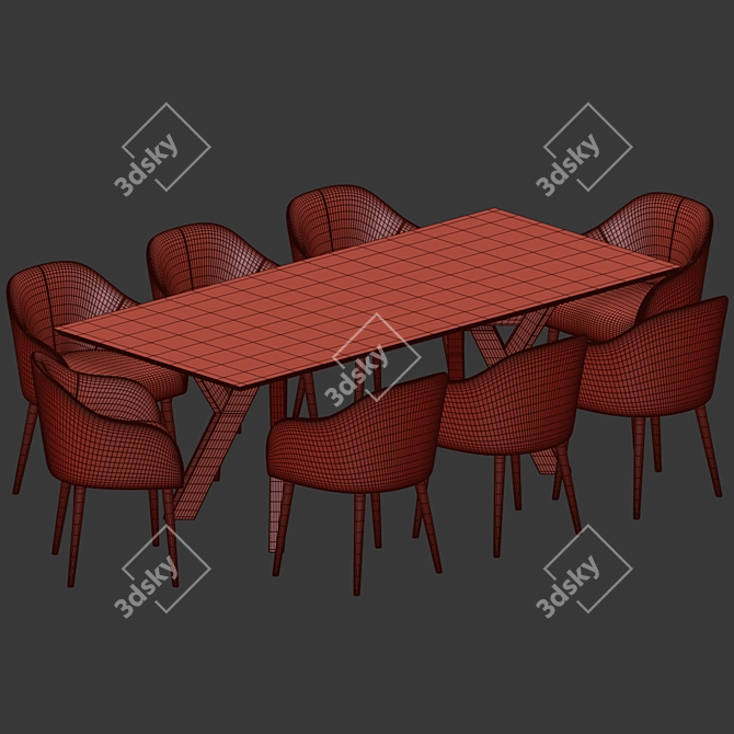 Elegant 5-Piece Dining Set 3D model image 4