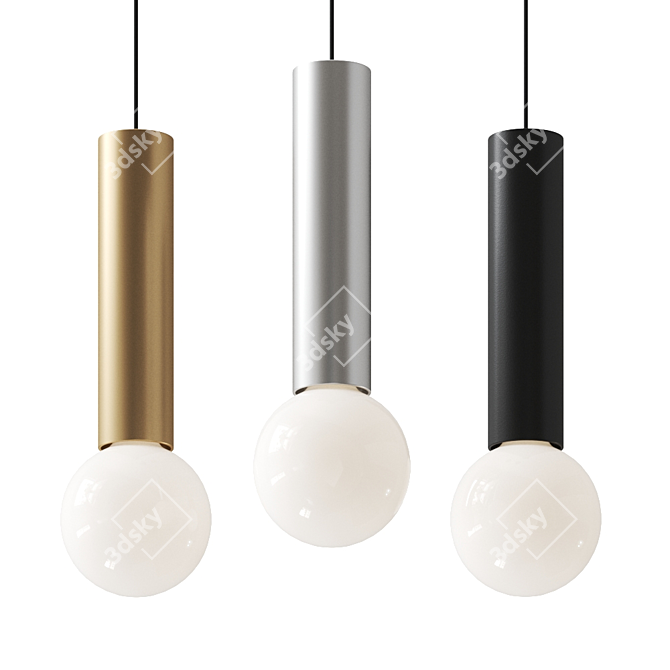 Mist Pendant: Elegant Glass & Steel Lamp 3D model image 1