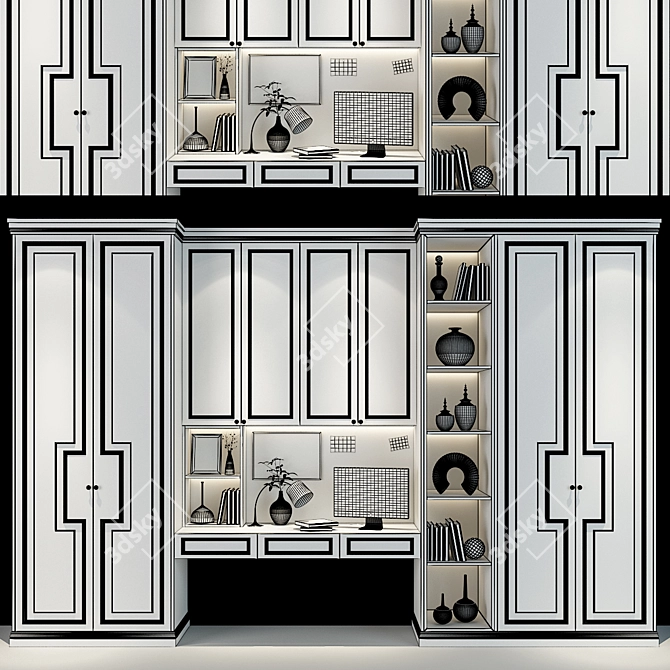 Modern Wooden Cabinet - 0373 3D model image 2