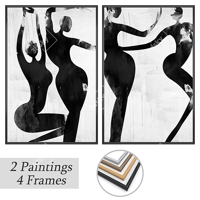 Elegant Wall Art Set with Multiple Frames 3D model image 1