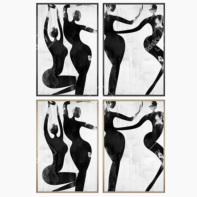 Elegant Wall Art Set with Multiple Frames 3D model image 2