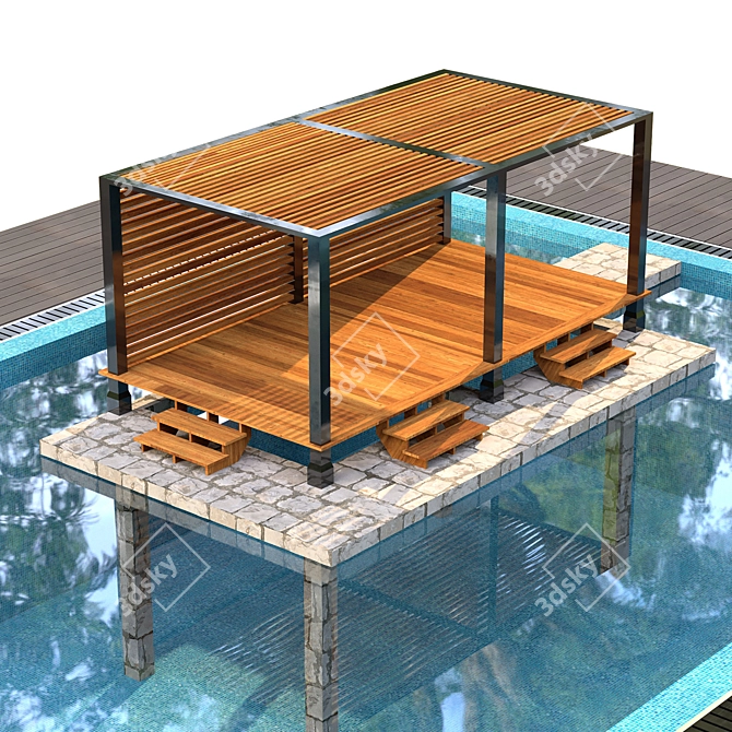 Island Oasis Pool with Pergola 3D model image 2