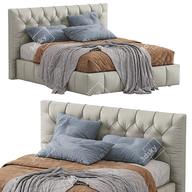 Hamilton Leather Bed - Elegant & Stylish Sleeping Solution 3D model image 1
