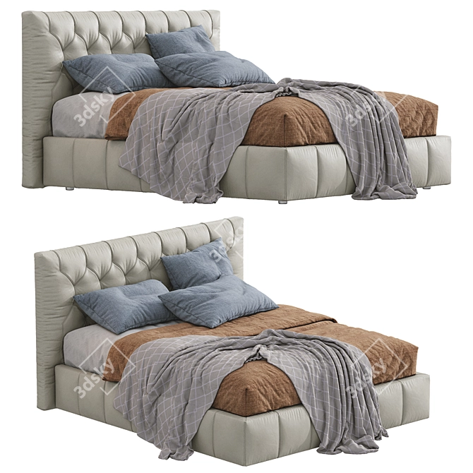 Hamilton Leather Bed - Elegant & Stylish Sleeping Solution 3D model image 4