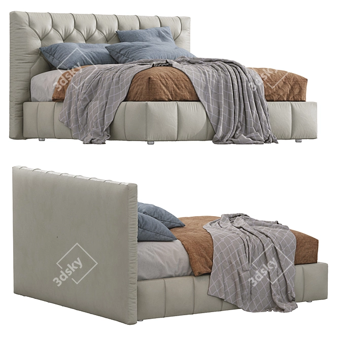 Hamilton Leather Bed - Elegant & Stylish Sleeping Solution 3D model image 6
