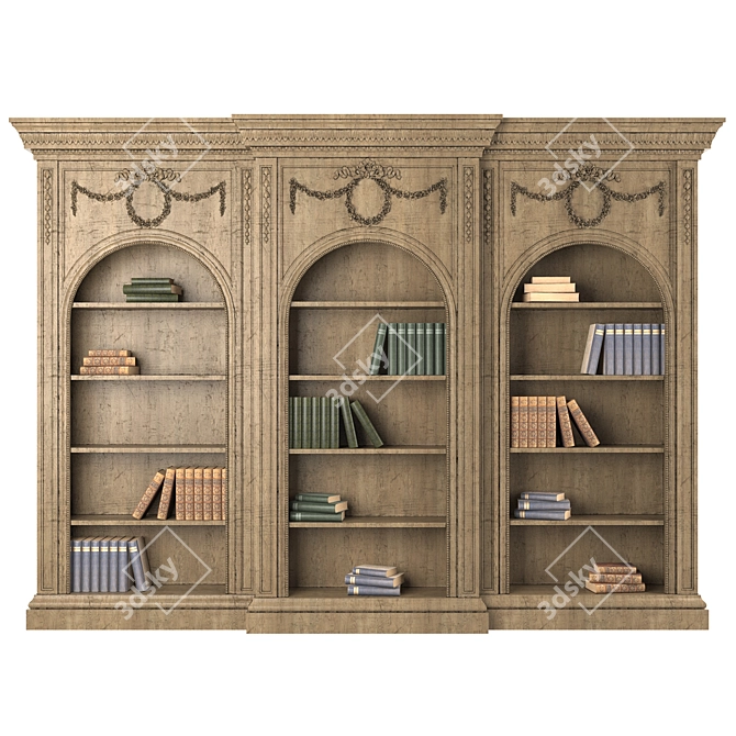 Elegant Vintage Bookshelf 3D model image 1