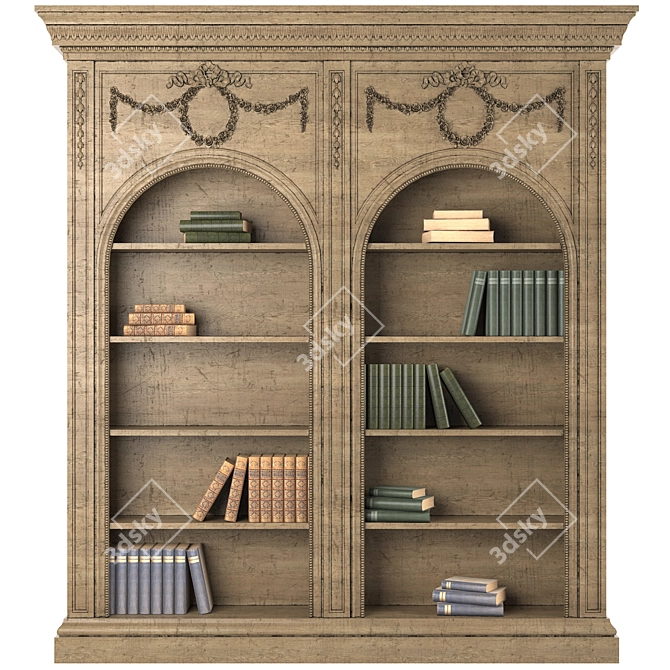 Elegant Vintage Bookshelf 3D model image 2