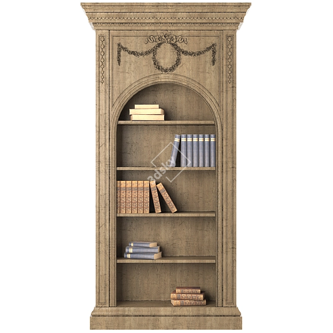 Elegant Vintage Bookshelf 3D model image 3