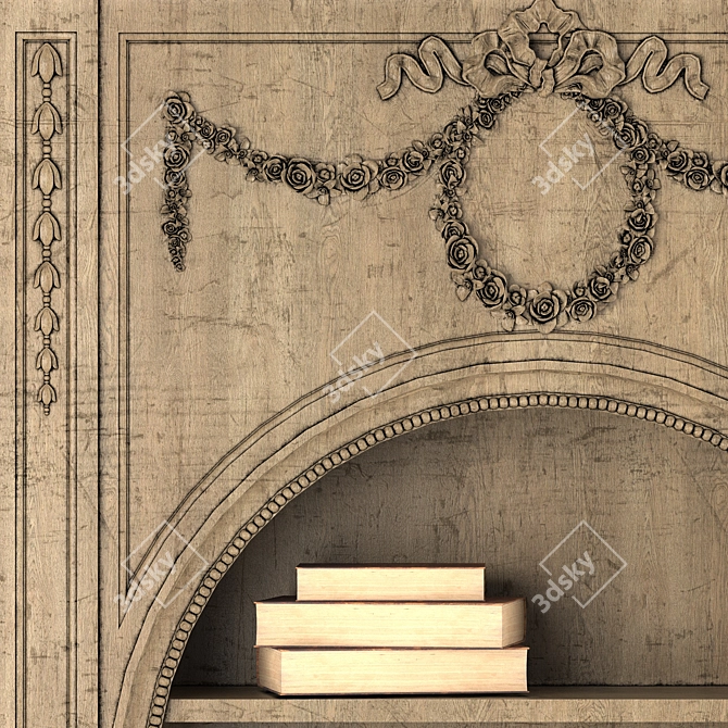 Elegant Vintage Bookshelf 3D model image 4