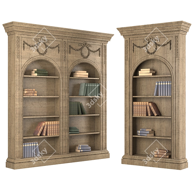 Elegant Vintage Bookshelf 3D model image 7