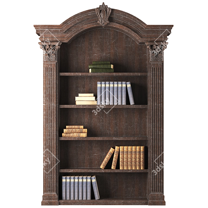 Elegant Vintage Bookshelf 3D model image 1