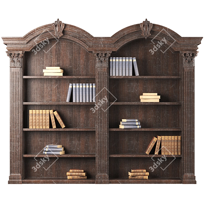 Elegant Vintage Bookshelf 3D model image 2