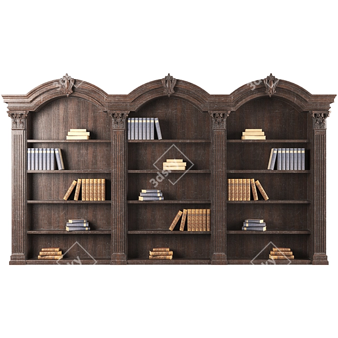 Elegant Vintage Bookshelf 3D model image 3