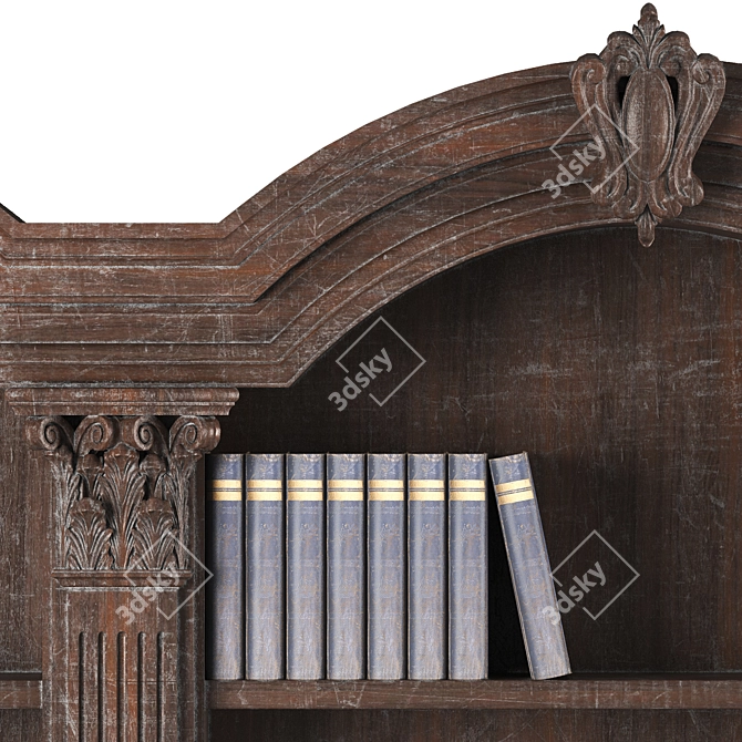 Elegant Vintage Bookshelf 3D model image 4