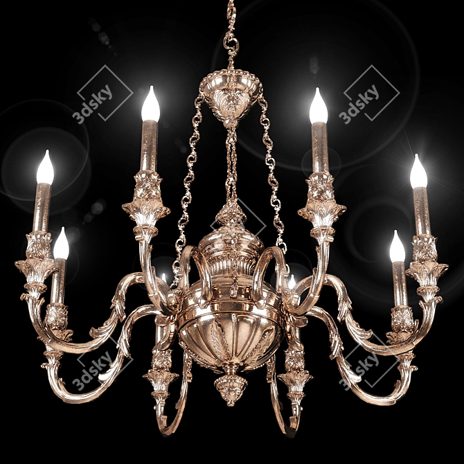 Elegant Brass Chandelier 3D model image 4