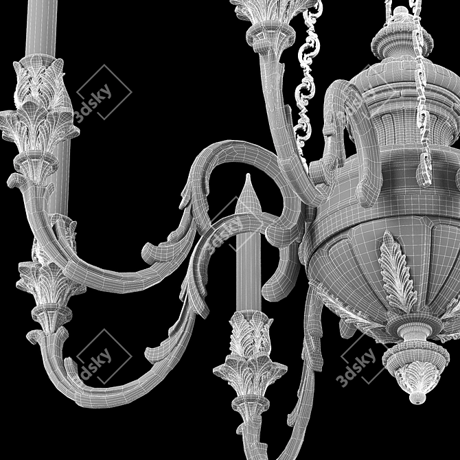 Elegant Brass Chandelier 3D model image 7