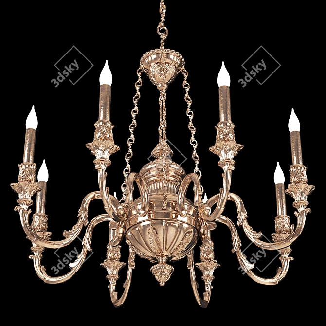 Elegant Brass Chandelier 3D model image 8