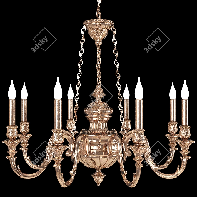 Elegant Brass Chandelier 3D model image 9