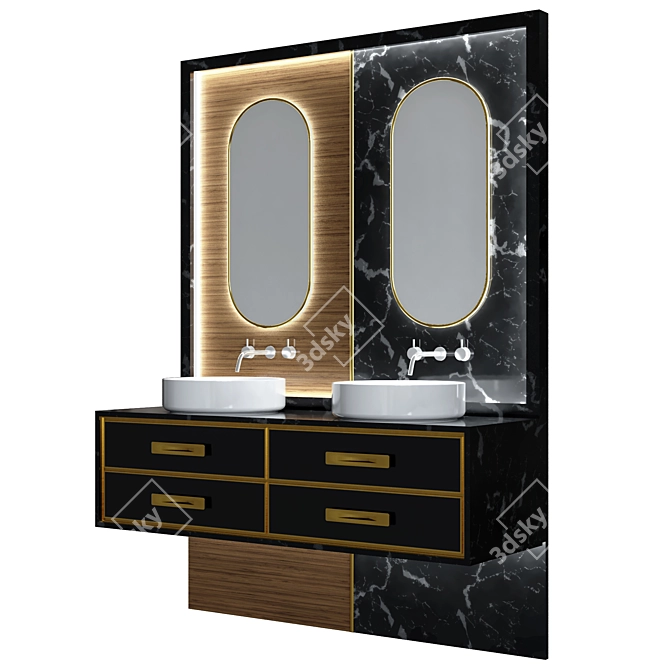 Modern Bathroom Furniture Set 3D model image 3