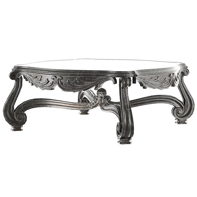 Elegant Rococo Coffee Table 3D model image 1