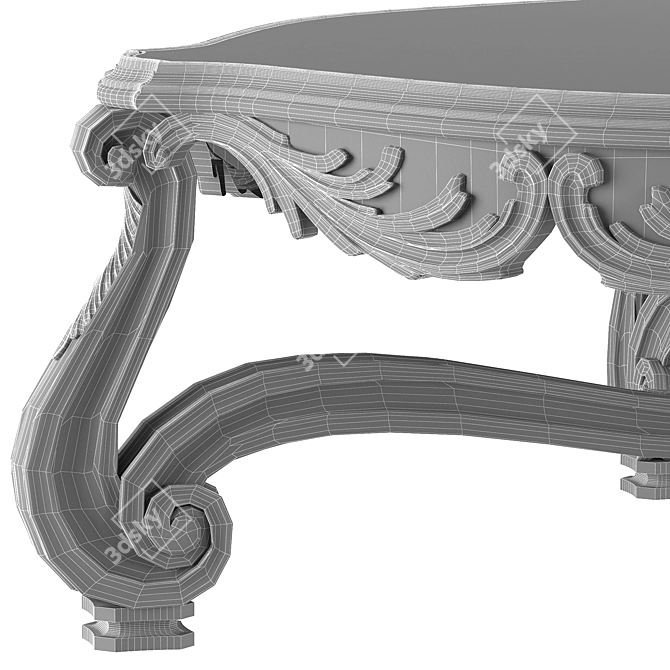 Elegant Rococo Coffee Table 3D model image 3