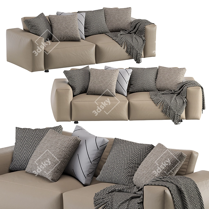 Modern Cross Leather Sofa 3D model image 1