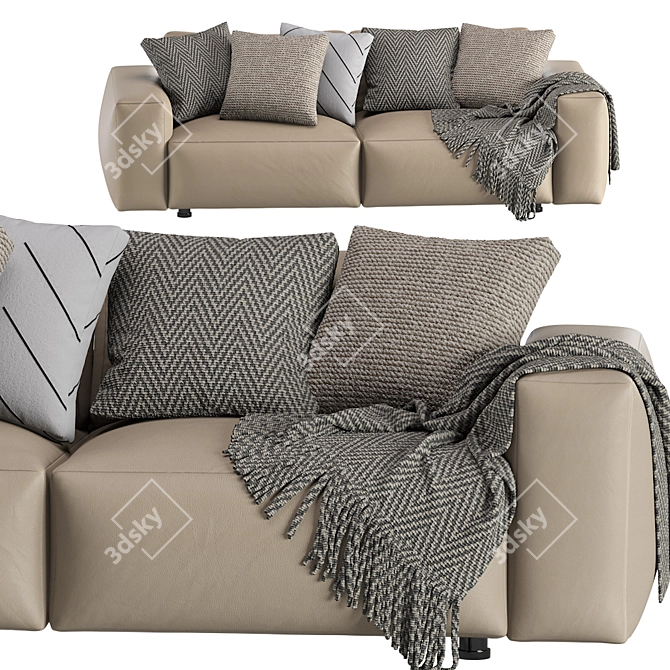 Modern Cross Leather Sofa 3D model image 2