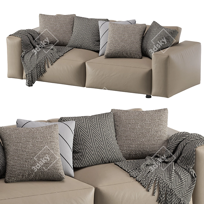 Modern Cross Leather Sofa 3D model image 4