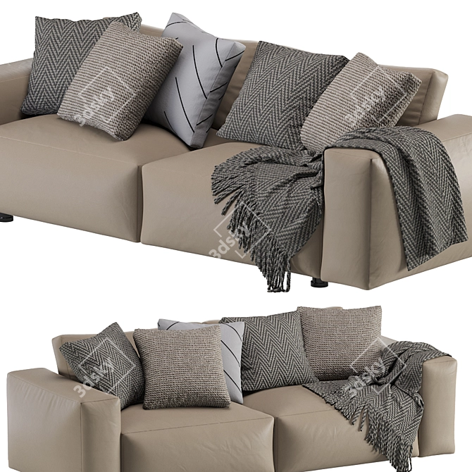 Modern Cross Leather Sofa 3D model image 5