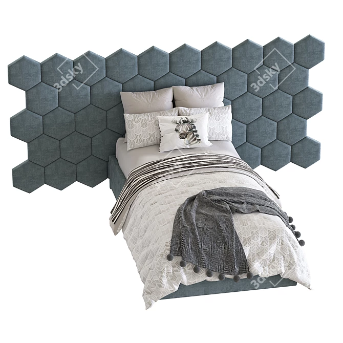 Modern Stylish Bed Set 3D model image 3