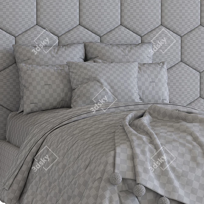 Modern Stylish Bed Set 3D model image 5