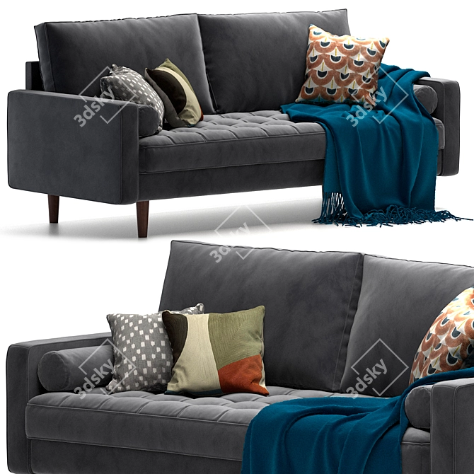 Contemporary Elegance: 72-Inch Velvet Sofa 3D model image 1