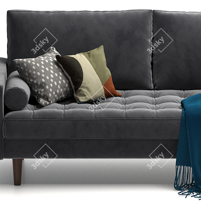 Contemporary Elegance: 72-Inch Velvet Sofa 3D model image 4
